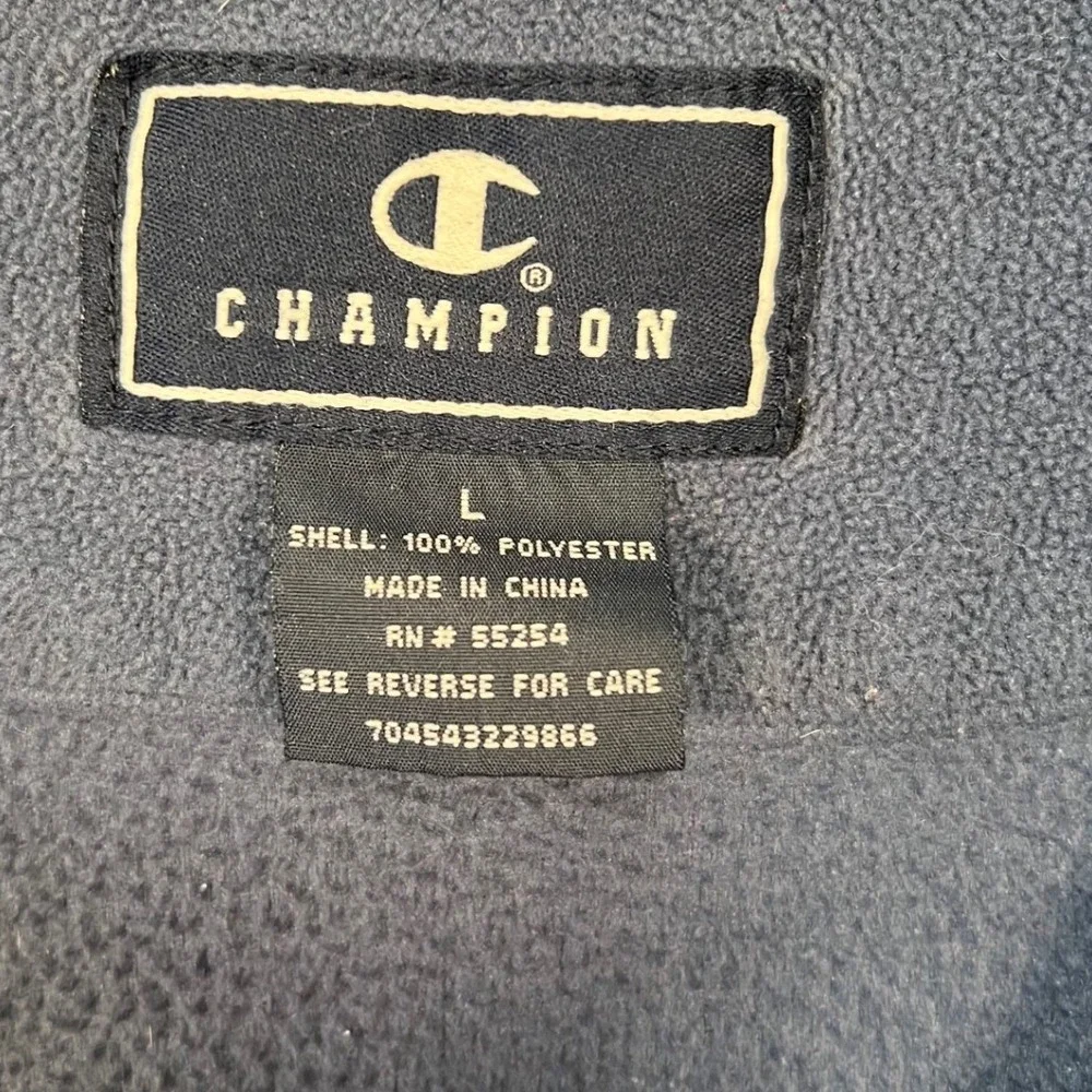Champion Mens Quarter Zip Fleece Pullover Slate Blue Mock Neck Size L 3492